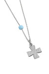 γυναικείος σταυρός, σε ασήμι 925', με αλυσίδα και τυρκουάζ / 2KO0160