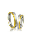 βέρες γάμου - αρραβώνων, από ασήμι επιπλατινωμένο και κίτρινο χρυσό / AC5 / 4.80 mm