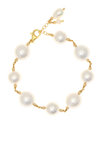 γυναικείο βραχιόλι με μαργαριτάρια shell pearl και ασημένια επίχρυσα κούμπωμα και στοιχεία / 2BR0160