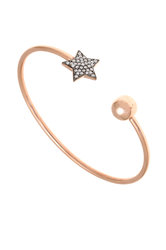 γυναικείο βραχιόλι, ελασματική βέργα, μπίλλια - αστέρι, σε ασήμι 925' και ρόζ χρύσωμα με ζιργκόν και επιροδίωση στις πέτρες / 2BR0168