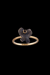 γυναικείο δαχτυλίδι chevalier ''πεταλούδα'' με μαύρο ζιργκόν σε χρυσό Κ14 με επιροδίωση (1DA2813)