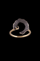 γυναικείο δαχτυλίδι chevalier ''πέταλλο'' με μαύρο ζιργκόν σε χρυσό Κ14 με επιροδίωση (1DA2815)