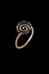 γυναικείο δαχτυλίδι chevalier ''σπείρα'' με μαύρο ζιργκόν σε χρυσό Κ14 με επιροδίωση (1DA2816)