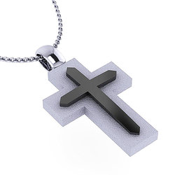 Βαπτιστικός Ανδρικός Σταυρός 242 / Ασημένιος, χειροποίητος, δίχρωμος (λευκό επιπλατινωμένο και μαύρο επιροδιωμένο)