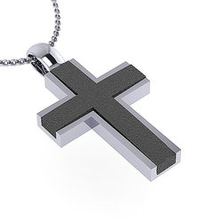 Βαπτιστικός Ανδρικός Σταυρός 282 / Ασημένιος, χειροποίητος, δίχρωμος (λευκό επιπλατινωμένο και μαύρο επιροδιωμένο)