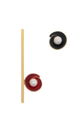 γυναικεία κρεμαστά σκουλαρίκια με μαργαριτάρια και σμάλτο, χειροποίητα, σε ασήμι 925' επιχρυσωμένα / 2SK0225