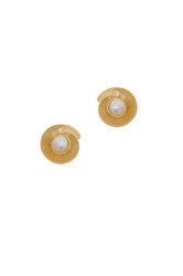 γυναικεία σκουλαρίκια, σε σχήμα σπείρας, με μαργαριτάρια, σε ασήμι 925', επιχρυσωμένα / 2SK0203