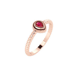 Βυζαντινό Δαχτυλίδι μονόπετρο 201 β / Ασημένιο, χειροποίητο, ροζ επιχρυσωμένο με πουάρ χρωματιστή συνθετική πέτρα