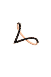 γυναικείο  δαχτυλίδι, σε σχήμα V, με μαύρα ζιργκόν, σε ροζ χρυσό Κ14 / 1DA2854