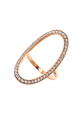 γυναικείο δαχτυλίδι, περιγραφικό oval, με ζιργκόν, σε ροζ χρυσό Κ14 / 1DA2856