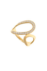 γυναικείο δαχτυλίδι, σεβαλιέ, 2 oval κύκλοι, με ζιργκόν, σε σρυσό Κ14 / 1DA2857