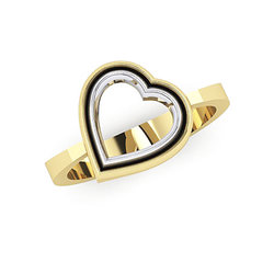Δαχτυλίδι Δίδυμες καρδιές 2 / Ασημένιο, χειροποίητο, δίχρωμο, κίτρινο - λευκό