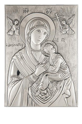 θρησκευτική ορθόδοξη εικόνα πίστης Παναγία Αμόλυντος, ανάγλυφη, σε ασήμι 925' / 2ΕΙ0150 / 200 x 280 mm