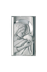 θρησκευτική καθολική εικόνα πίστης Παναγία Γλυκοφιλούσα, ανάγλυφη, σε ασήμι 925' / 2ΕΙ0253 / 70 x 120 mm