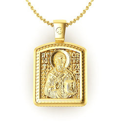 Θρησκευτικό Unisex Μενταγιόν Άγιος Σπυρίδωνας - Ιησούς Χριστός 10 / Ασημένιο, χειροποίητο, επιχρυσωμένο, σε παραλληλόγραμμη φόρμα κορνίζας / μπροστινή όψη με τον Άγιο Σπυρίδωνα