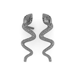 Νεανικά Μοντέρνα Σκουλαρίκια 1004 κολλητά στο αυτί - φίδια / Ασημένια, χειροποίητα, μαύρα επιροδιωμένα