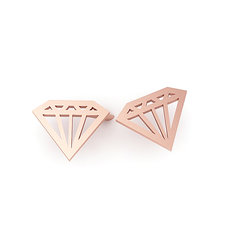 Νεανικά Μοντέρνα Σκουλαρίκια 1030 κολλητά στο αυτί - διαμάντια / Ασημένια, χειροποίητα, ροζ επιχρυσωμένα 
