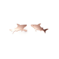 Νεανικά Μοντέρνα Σκουλαρίκια 1063 κολλητά στο αυτί - καρχαρίες / Ασημένια, χειροποίητα, ροζ επιχρυσωμένα 
