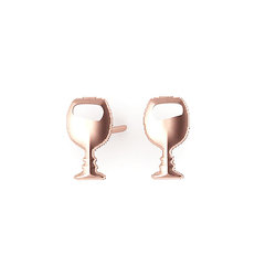 Νεανικά Μοντέρνα Σκουλαρίκια 1085 κολλητά στο αυτί - ποτήρια κρασιού / Ασημένια, χειροποίητα, ροζ επιχρυσωμένα 