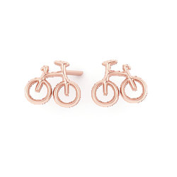 Νεανικά Μοντέρνα Σκουλαρίκια 1086 κολλητά στο αυτί - ποδήλατα / Ασημένια, χειροποίητα, ροζ επιχρυσωμένα 