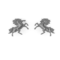Νεανικά Μοντέρνα Σκουλαρίκια 1113 κολλητά στο αυτί - ίπποι - άλογα / Ασημένια, χειροποίητα, μαύρα επιροδιωμένα