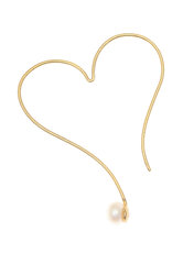 γυναικεία, κρεμαστά σκουλαρίκια, σε σχήμα καρδιάς, με μαργαριτάρια, χειροποίητα, σε ασήμι 925', επιχρυσωμένα / 2SK0102 - πλάγια όψη