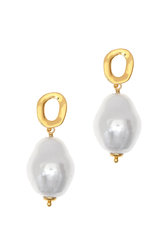 γυναικεία σκουλαρίκια, ασημένια, επιχρυσωμένα, με shell pearls /2SK0114