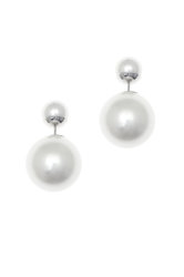 γυναικεία σκουλαρίκια, με δύο shell pearls σε σχήμα μπίλλιας,  8.30 mm και 16,00 mm αντίστοιχα,  σε ασήμι 925', επιπλατινωμένα / 2SK0169