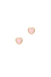 παιδικά σκουλαρίκια, καρδούλες με ροζ φίλντισι, σε χρυσό 9 καρατίων / 1SK2215
