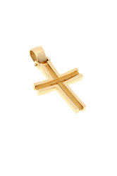 βαπτιστικός σταυρός, χειροποίητος, ανδρικός - unisex, βυζαντινής τεχνοτροπίας, σε χρυσό Κ14 / 1ST2059