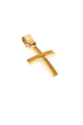 βαπτιστικός σταυρός, χειροποίητος, ανδρικός - unisex, βυζαντινής τεχνοτροπίας, σε χρυσό Κ14 / 1ST2082 