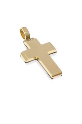 βαπτιστικός σταυρός, διπλής όψης, δίχρωμος, χειροποίητος, μασίφ, ανδρικός - unisex σε κίτρινο και λευκό χρυσό Κ18 / 1ST2061 - πίσω όψη