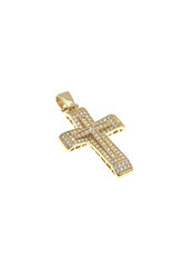 βαπτιστικός σταυρός, γυναικείος,με ζιργκόν, χειροποίητος, σε χρυσό Κ14 / 1ST2097