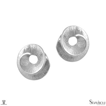 Αρχαϊκά Σκουλαρίκια 14 με ανάγλυφη σπείρα / Ασημένια, χειροποίητα, επαργυρωμένα