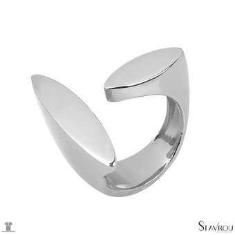 Μοντέρνο Σεβαλιέ Δαχτυλίδι 35 / Ασημένιο, χειροποίητο, επιπλατινωμένο