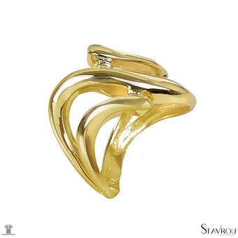 Μοντέρνο Σεβαλιέ Δαχτυλίδι 44 / Ασημένιο, χειροποίητο, επιχρυσωμένο