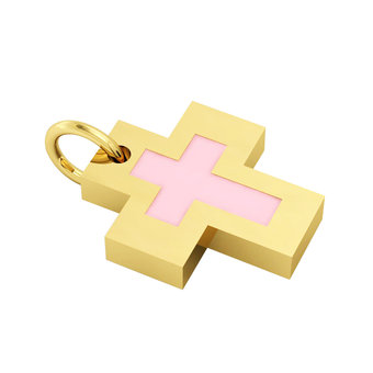 Σταυρός με εσωτερικό σταυρό / Ασημένιος, χειροποίητος, επιχρυσωμένος με ροζ σμάλτο