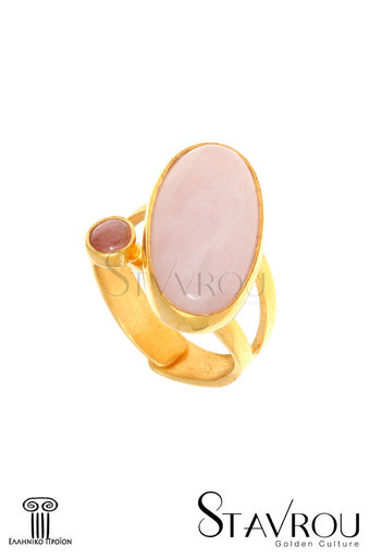 γυναικείο δαχτυλίδι, χειροποίητο, με roz quartz και αμέθυστο σε ασήμι 925' / 2DA0242 logo