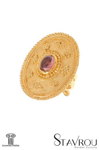 γυναικείο δαχτυλίδι, βυζαντινής τεχνοτροπίας, με καπουσόν αμέθυστο, χειροποίητο, σε ασήμι 925' / 2DA0276 logo