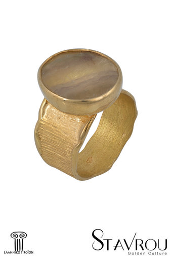 γυναικείο δαχτυλίδι, με quartz, χειροποίητο, σε ασήμι 925', επιχρυσωμένο / 2DA0303 logo