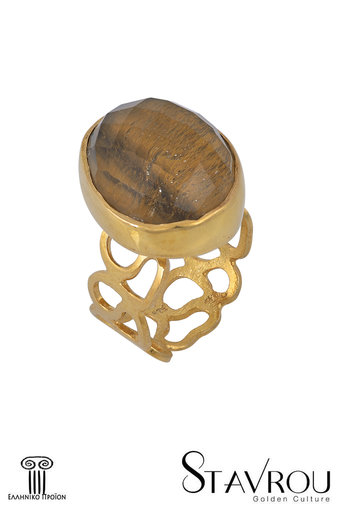 γυναικείο δαχτυλίδι, με quartz, χειροποίητο, σε ασήμι 925', επιχρυσωμένο / 2DA0306 logo