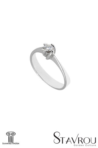 γυναικείο δαχτυλίδι, μονόπετρο με brilliant 0.18 ct, χειροποίητο, σε λευκό χρυσό 18 καρατίων / 1DA2896 logo