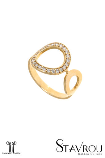 γυναικείο δαχτυλίδι, chevalier, με ζιργκόν σε χρυσό Κ14 / 1DA2834 logo