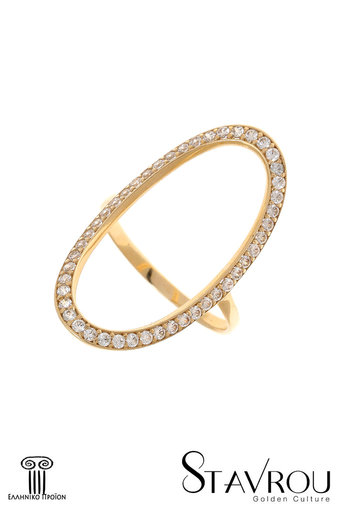 γυναικείο δαχτυλίδι, περιγραφικό oval, με ζιργκόν σε χρυσό Κ14 / DA2835 logo