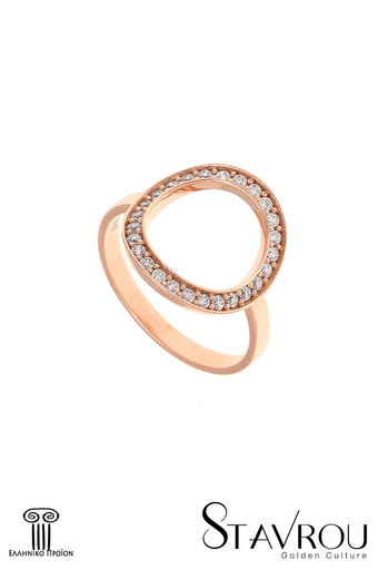 γυναικείο δαχτυλίδι, chevalier, με ζιργκόν, σε ροζ χρυσό Κ14 / 1DA2863 logo