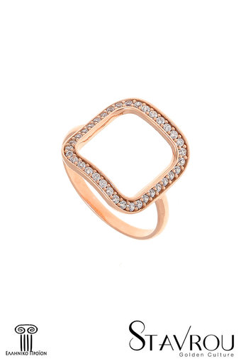 γυναικείο δαχτυλίδι, chevalier, με ζιργκόν σε ροζ χρυσό Κ14 / 1DA2865 logo