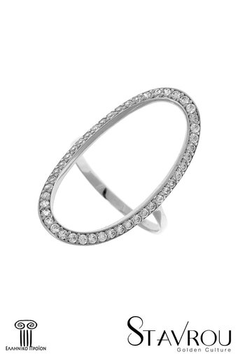 γυναικείο δαχτυλίδι, περιγραφικό oval, με ζιργκόν σε λευκό χρυσό Κ14 / 1DA2870 logo
