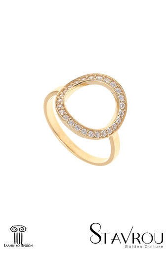 γυναικείο δαχτυλίδι, chevalier, με ζιργκόν, σε χρυσό Κ14 / 1DA2872 logo