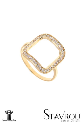 γυναικείο δαχτυλίδι, chevalier, με ζιργκόν σε χρυσό Κ14 / 1DA2874 logo