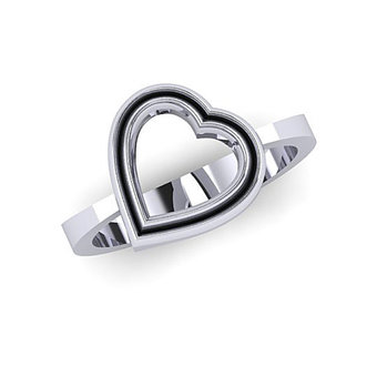 Δαχτυλίδι Δίδυμες Καρδιές 2 / Ασημένιο, χειροποίητο, δίχρωμο, λευκό επιπλατινωμένο